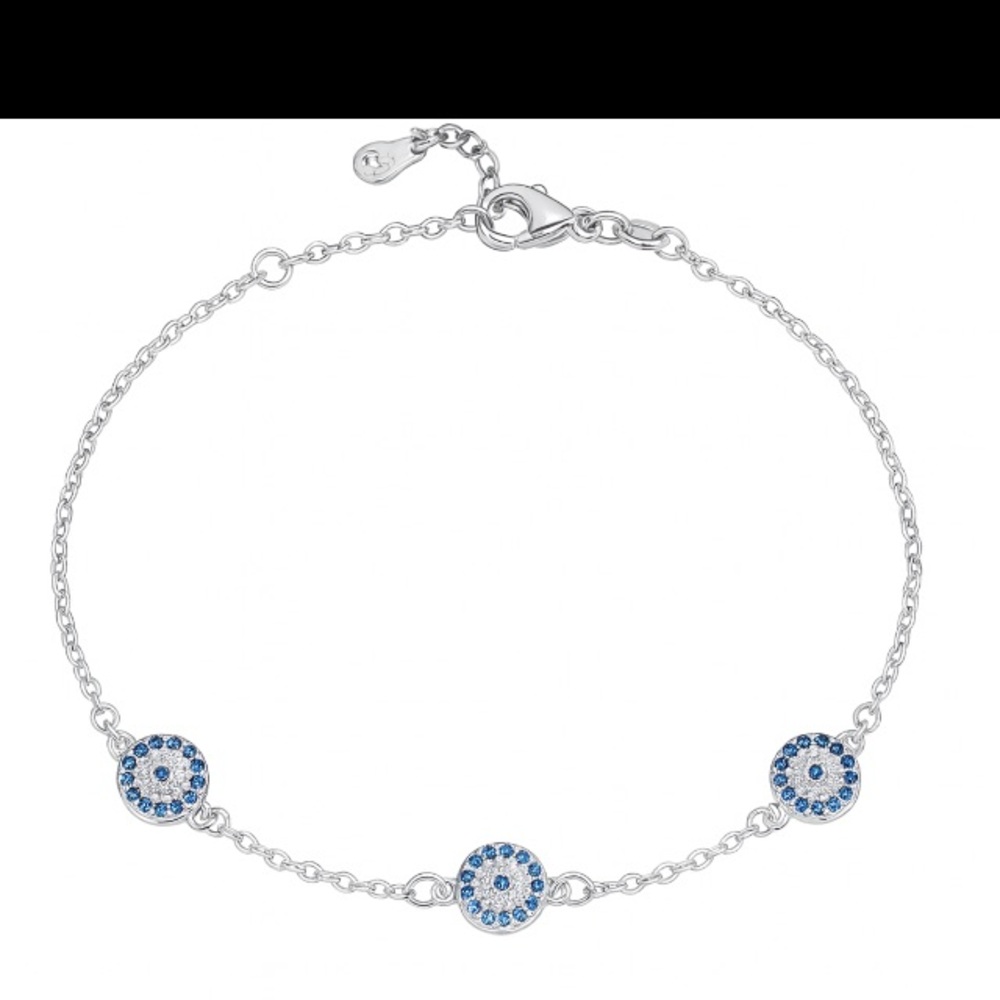 Antian Accessories™ 925 Silver Evil Eye Bracelet with Zirconia & Gold Plating